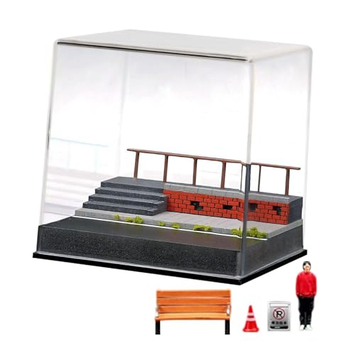 TTETTZ 1/64 Modellauto Vitrine, Diorama, Parktreppen Szene für Fahrzeug Spielzeugautos von TTETTZ