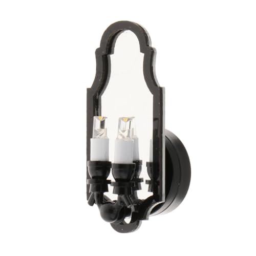 TTETTZ 1:12 Mini Mirror Wall Lampe Schwarze Miniatur Wandgarten Ornament DIY Landschaft von TTETTZ