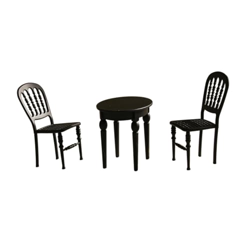 TTETTZ 1:12 Puppenhaus Miniatur Möbel Set Tisch Und Stuhl für Rollenspiele, Schwarz TTETTZ 1:12 Puppenhaus Miniatur Möbel Set Tisch Und Stuhl für Rollenspiele, Schwarz von TTETTZ