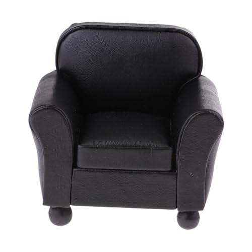 TTETTZ 1:12 Puppenhaus Sofa für Miniaturspiel, Zubehör für Puppen Und Dekoration, Schwarzes Einzelsofa TTETTZ 1:12 Puppenhaus Sofa für Miniaturspiel, Zubehör für Puppen Und Dekoration, Schwarzes Einzelsofa von TTETTZ