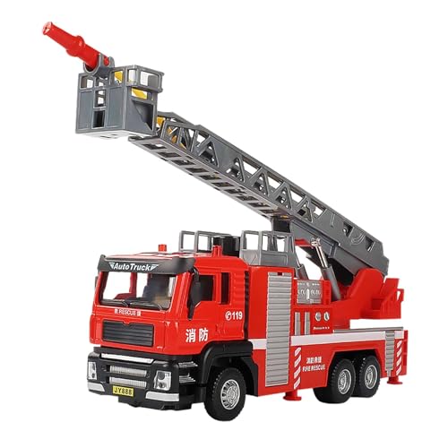 TTETTZ 1:50 Feuerwehrfahrzeug Modell für Kinder, Spielzeug mit Ausziehbarer Leiter Und Rückziehmechanismus von TTETTZ