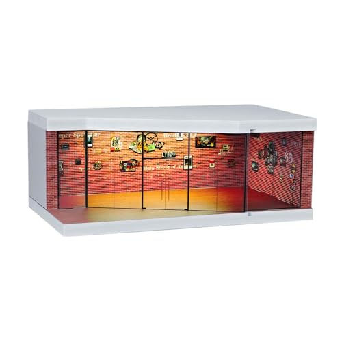 TTETTZ 1:64 Vitrine für Fahrzeugmodelle mit LED-Hintergrund und Diorama-Layout, Roter Backstein von TTETTZ