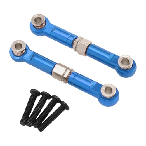 TTETTZ 2 Stück Aluminiumlegierung Spurstangen für Rc Autos Verstellbares Lenkgestänge mit Anti Lockerungsmutter für 1 14 Modellautos Und Langlebig Fü, Blau von TTETTZ