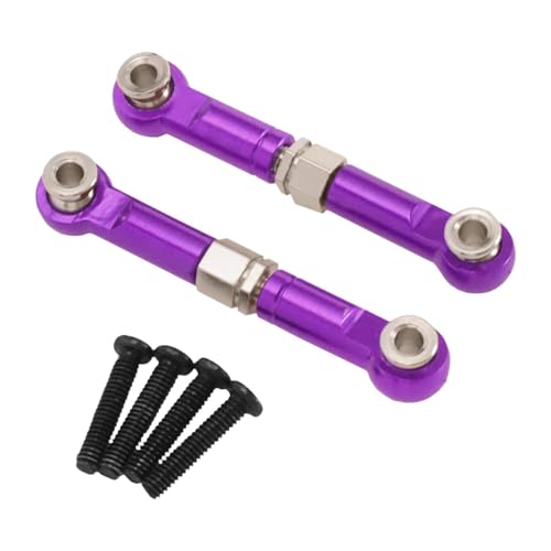 TTETTZ 2 Stück Aluminiumlegierung Spurstangen für Rc Autos Verstellbares Lenkgestänge mit Anti Lockerungsmutter für 1 14 Modellautos Und Langlebig Fü, Violett von TTETTZ
