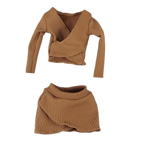 TTETTZ 2 Stück Puppenkleidung Bauchfreies Langarmshirt mit Passendem Minirock Modisches Kostümset Aus Stoff für 30 cm Große Weibliche Sammelfiguren Zum, Braun von TTETTZ