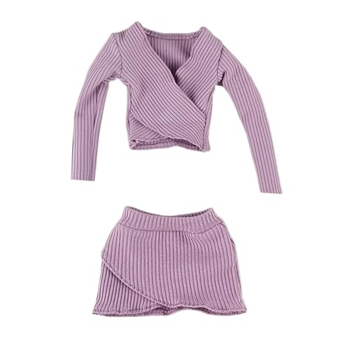 TTETTZ 2 Stück Puppenkleidung Bauchfreies Langarmshirt mit Passendem Minirock Modisches Kostümset Aus Stoff für 30 cm Große Weibliche Sammelfiguren Zum, Lila von TTETTZ