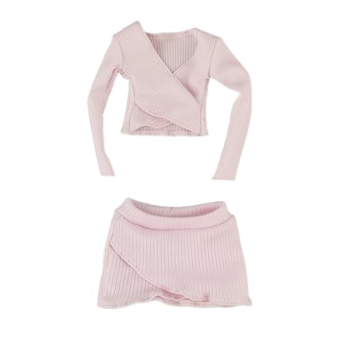 TTETTZ 2 Stück Puppenkleidung Bauchfreies Langarmshirt mit Passendem Minirock Modisches Kostümset Aus Stoff für 30 cm Große Weibliche Sammelfiguren Zum, Rosa von TTETTZ