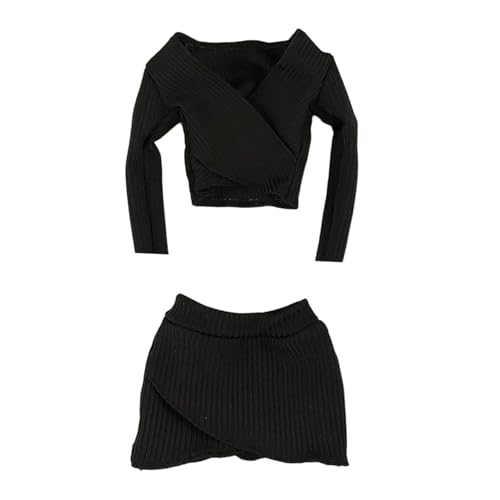 TTETTZ 2 Stück Puppenkleidung Bauchfreies Langarmshirt mit Passendem Minirock Modisches Kostümset Aus Stoff für 30 cm Große Weibliche Sammelfiguren Zum, Schwarz von TTETTZ