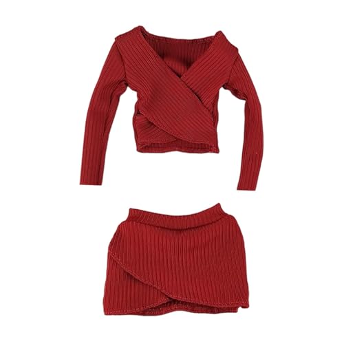 TTETTZ 2 Stück Puppenkleidung Bauchfreies Langarmshirt mit Passendem Minirock Modisches Kostümset Aus Stoff für 30 cm Große Weibliche Sammelfiguren Zum, Tiefrot TTETTZ 2 Stück Puppenkleidung Bauchfreies Langarmshirt mit Passendem Minirock Modisches Kostümset Aus Stoff für 30 cm Große Weibliche Sammelfiguren Zum, Tiefrot von TTETTZ