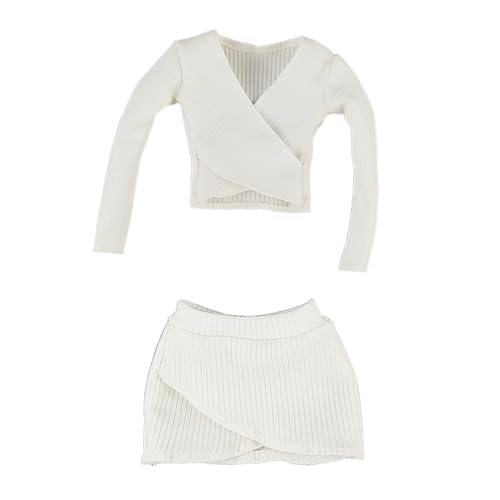 TTETTZ 2 Stück Puppenkleidung Bauchfreies Langarmshirt mit Passendem Minirock Modisches Kostümset Aus Stoff für 30 cm Große Weibliche Sammelfiguren Zum, Weiß von TTETTZ