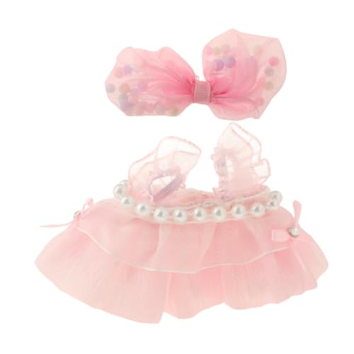 TTETTZ 2 Stücke Puppenkleid Trägerrock Puppenkleidung Bekleidungsset Kostüm mit Passendem Haarschmuck Aus Weichem Stoff für Kinder Und Puppensammler Als Ges, Rosa TTETTZ 2 Stücke Puppenkleid Trägerrock Puppenkleidung Bekleidungsset Kostüm mit Passendem Haarschmuck Aus Weichem Stoff für Kinder Und Puppensammler Als Ges, Rosa von TTETTZ