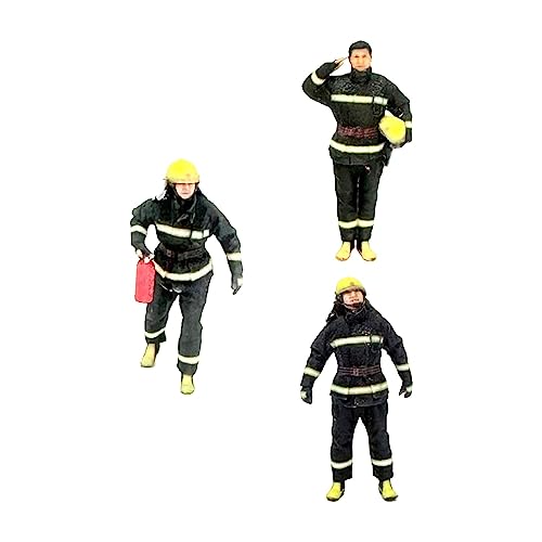 TTETTZ 3X Feuerwehrmann Figuren Aus Harz, Miniaturmodell für Landschaftsgestaltung, 72. von TTETTZ
