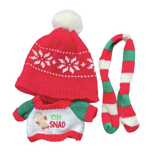TTETTZ 3X Puppen Weihnachtspullover mit Mütze Und Schal für 8 Zoll Puppen, Mädchenpuppen Zum Anziehen von TTETTZ