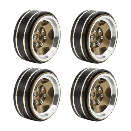 TTETTZ 4 Stück 1,3 Zoll Beadlock-Räder mit 3,7 cm Außendurchmesser für TRX4M SCX24 1/18 RC Crawler, Bronzefarben von TTETTZ
