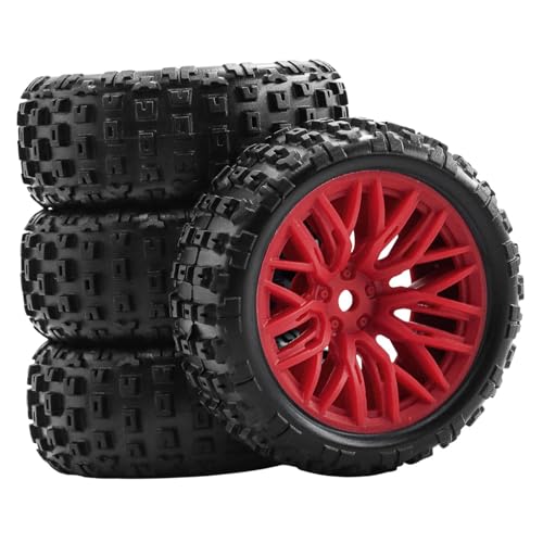 TTETTZ 4 Stück 1:18 RC Gummireifen Set für Typhon Fahrzeuge, Rot von TTETTZ