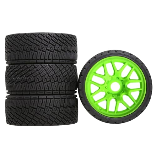 TTETTZ 4 Stück RC Auto Reifen Ferngesteuerte Autoreifen Modellauto Reifen Kompletträder Als Zubehör für EIN Besseres Fahrerlebnis für 1/7 Und 1/, GrÜn von TTETTZ