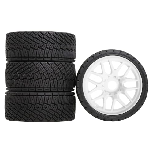 TTETTZ 4 Stück RC Auto Reifen Ferngesteuerte Autoreifen Modellauto Reifen Kompletträder Als Zubehör für EIN Besseres Fahrerlebnis für 1/7 Und 1/, Weiß von TTETTZ