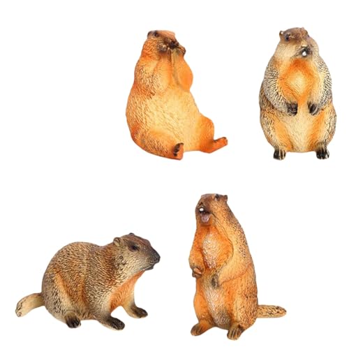 TTETTZ 4X Groundhogs Model Figuren Mini Wildlife Statuen für Party Bevorzugt Jungen Mädchen von TTETTZ