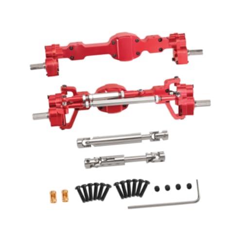 TTETTZ Achse 1/10 RC Modellauto Vorder Und Hinterachse Set Metall Ersatzteile Montagezubehör Langlebige Konstruktion für Crawler Fans Technikbegeisterte, Rot von TTETTZ