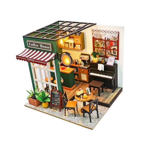 TTETTZ Coffee Shop Crafts DIY Miniature Dollhouse Kits mit Möbeln für Die Familie von TTETTZ