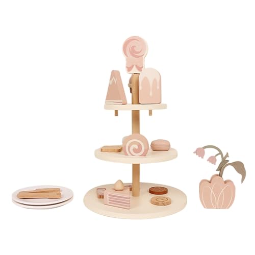 TTETTZ Dessert Kuchen Spielset Aus Holz, Spielzeug mit Kuchen, Eiscreme für Mädchen Und Kleinkinder TTETTZ Dessert Kuchen Spielset Aus Holz, Spielzeug mit Kuchen, Eiscreme für Mädchen Und Kleinkinder von TTETTZ
