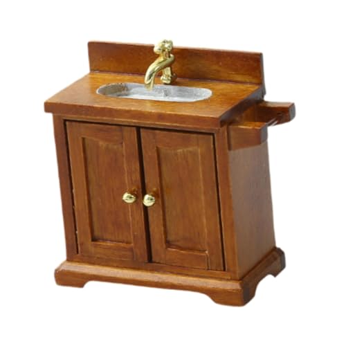 TTETTZ Dollhouse Badezimmermöbel Ensemble mit Schrank Und Waschbecken für 1/16 Maßstab, Braun TTETTZ Dollhouse Badezimmermöbel Ensemble mit Schrank Und Waschbecken für 1/16 Maßstab, Braun von TTETTZ