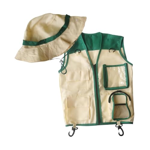 TTETTZ Entdeckerweste für Kinder mit Abenteuerhut Outdoor Kostüm für Rollenspiele Und Naturerkundung für Camping Und Spiel, GrÜn TTETTZ Entdeckerweste für Kinder mit Abenteuerhut Outdoor Kostüm für Rollenspiele Und Naturerkundung für Camping Und Spiel, GrÜn von TTETTZ