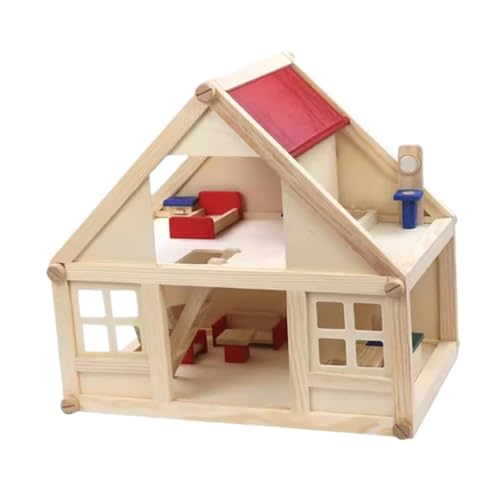 TTETTZ Hölzernes Rollenspielhaus, 2 Stöckiges, Doppelschichtiges Puppenhaus für Kinder Und Kleinkinder TTETTZ Hölzernes Rollenspielhaus, 2 Stöckiges, Doppelschichtiges Puppenhaus für Kinder Und Kleinkinder von TTETTZ