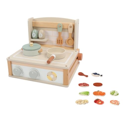 TTETTZ Holz Spielküchen Spielzeugset, Spielhaus, Küchengeschirr Set, Spielset für Drinnen Und Draußen von TTETTZ