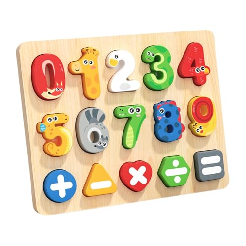TTETTZ Holzpuzzle Steckpuzzle Lernspiel Und Zahlen Lernspielzeug Als Brettspiel Zur Förderung Der Feinmotorik Und Zum Erkennen von Buchstaben für Kinder Ab, Nummer von TTETTZ
