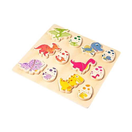 TTETTZ Holzrätsel für Kleinkinder 1 3 Rätsel Dinosaurier Matching Game Colors Formen von TTETTZ