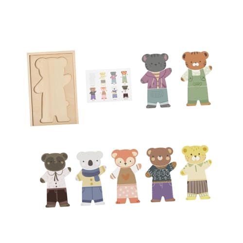 TTETTZ Holzspielzeug Bärenfamilie Anziehspiel Sortier Und Kombinationsspiel mit Verschiedenen Outfits für Vorschulkinder Und Kindergärten, Style B TTETTZ Holzspielzeug Bärenfamilie Anziehspiel Sortier Und Kombinationsspiel mit Verschiedenen Outfits für Vorschulkinder Und Kindergärten, Style B von TTETTZ