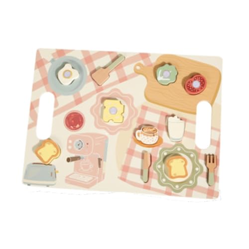TTETTZ Holzspielzeug Set für Kinder, Küchenutensilien, Rollenspiel Und Schneideaktivitäten Ab 3 Jahren, Frühstück von TTETTZ
