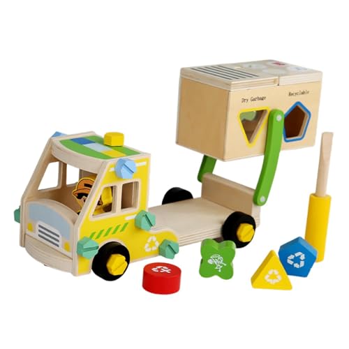 TTETTZ Holzspielzeug für Kinder mit LKW und Schraubendreher, Lernspielzeug ab 3 Jahren, Müllwagen von TTETTZ