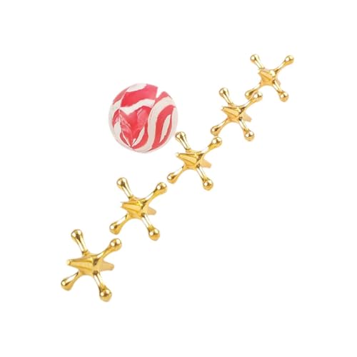 TTETTZ Jacks Spielzeug mit Retro Jax Und Hüpfball für Kinderaktivitäten, Gold TTETTZ Jacks Spielzeug mit Retro Jax Und Hüpfball für Kinderaktivitäten, Gold von TTETTZ