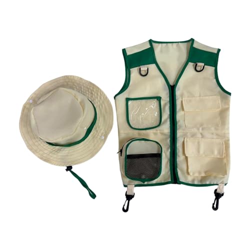 TTETTZ Kids Explorer Weste Und Hut Cargo Weste Dress Up Gardyard Explorer Kostüm Im Freien von TTETTZ
