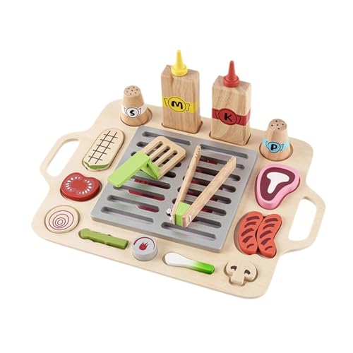 TTETTZ Kinder BBQ Grillen Spielzeug mit Lebensmittel Kochen Geschicklichkeit Lernen Holz Spielzeug Kochen Set TTETTZ Kinder BBQ Grillen Spielzeug mit Lebensmittel Kochen Geschicklichkeit Lernen Holz Spielzeug Kochen Set von TTETTZ