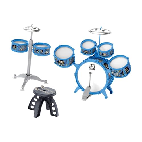 TTETTZ Kinderschlagzeug Set für Kleine Musiker mit Hocker Und Trommelstock, Blau TTETTZ Kinderschlagzeug Set für Kleine Musiker mit Hocker Und Trommelstock, Blau von TTETTZ