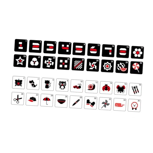 TTETTZ Lernkarten Stoffbuch Sinneskarten Babyspielzeug für Die Sensorische Wahrnehmung Aus Weichem Material für Die Frühe Entwicklung von Säuglingen Und, Schwarz Rot von TTETTZ