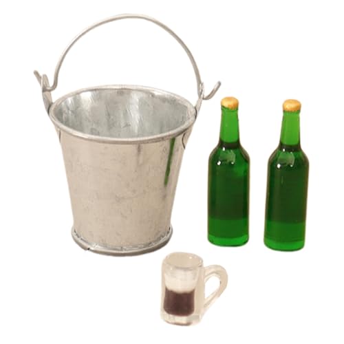 TTETTZ Mini Bierflaschen Set mit Eiskübel Und Bierglas für Detailreiche Puppenstuben Und Architektonische Modelle, Ohne Wassermelone TTETTZ Mini Bierflaschen Set mit Eiskübel Und Bierglas für Detailreiche Puppenstuben Und Architektonische Modelle, Ohne Wassermelone von TTETTZ