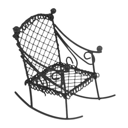 TTETTZ Miniatur Eisen Schaukelstuhl Puppenhausmöbel, kleines Modell für Foto Requisiten, Schwarz TTETTZ Miniatur Eisen Schaukelstuhl Puppenhausmöbel, kleines Modell für Foto Requisiten, Schwarz von TTETTZ
