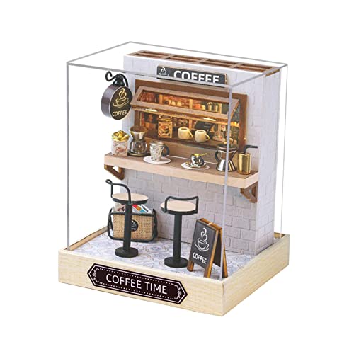 TTETTZ Miniatur Puppenhaus Bausätze, 3D Puzzle, Dekorationen mit Lichtern, Winzige Bausätze, Heimdekor, Holz Puppenhausmodell, Mini Hausmodell für Kinder, Kaffeezeit TTETTZ Miniatur Puppenhaus Bausätze, 3D Puzzle, Dekorationen mit Lichtern, Winzige Bausätze, Heimdekor, Holz Puppenhausmodell, Mini Hausmodell für Kinder, Kaffeezeit von TTETTZ