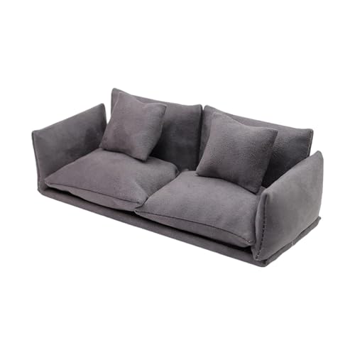 TTETTZ Miniatur Puppenhaus Sofa Realistisches Möbelstück Aus Hochwertigem PP Material für Deko Und Spielszene Passend für Puppenstuben Und Fotografie, Grau von TTETTZ
