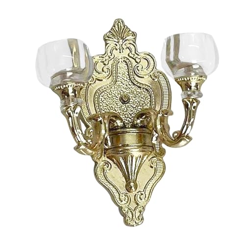 TTETTZ Miniatur Wandlampe Im Maßstab 1:12 für Puppenhaus Und Spielzeug, Goldene Doppellampe TTETTZ Miniatur Wandlampe Im Maßstab 1:12 für Puppenhaus Und Spielzeug, Goldene Doppellampe von TTETTZ