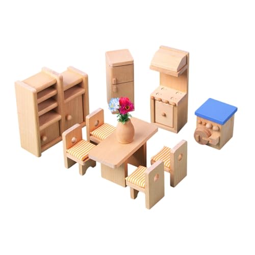 TTETTZ Miniaturmöbel Set aus Holz für Puppenhäuser, Bastelbedarf und Spielzeug für Kleinkinder, Esszimmer TTETTZ Miniaturmöbel Set aus Holz für Puppenhäuser, Bastelbedarf und Spielzeug für Kleinkinder, Esszimmer von TTETTZ