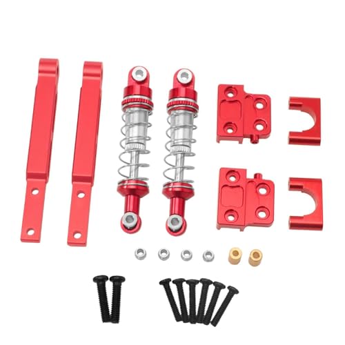 TTETTZ Modellauto Stoßdämpfer Aluminium RC Auto Zugstange Ersatzteile Zugstangensatz Ölgefüllt DIY Projekte Reparaturarbeiten H, Rot von TTETTZ
