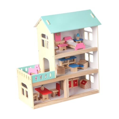 TTETTZ Puppenhaus Aus Holz mit 3 Ebenen, für Mädchen Im Alter von 3 bis 7 Jahren, Geburtstagsgeschenke TTETTZ Puppenhaus Aus Holz mit 3 Ebenen, für Mädchen Im Alter von 3 bis 7 Jahren, Geburtstagsgeschenke von TTETTZ
