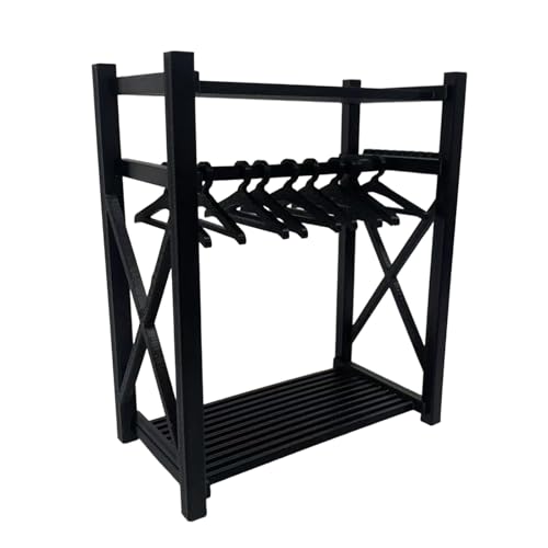 TTETTZ Puppenhaus Kleiderschrank Und Puppenschrank Als Miniatur Möbel Zubehör mit Viel Stauraum Inklusive 10 Kleiderbügeln Aus Stabilem Material Zur Dekorati, Schwarz TTETTZ Puppenhaus Kleiderschrank Und Puppenschrank Als Miniatur Möbel Zubehör mit Viel Stauraum Inklusive 10 Kleiderbügeln Aus Stabilem Material Zur Dekorati, Schwarz von TTETTZ