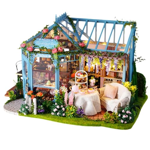 TTETTZ Puppenhaus Miniatur mit Möbel Mini Gewächshaus Dekorative Handwerk mit von TTETTZ