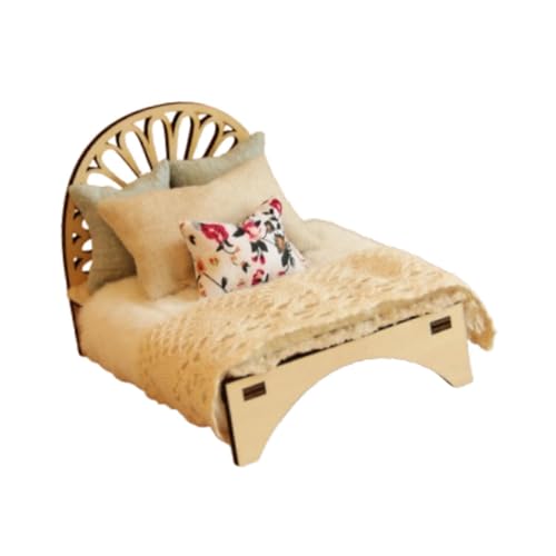 TTETTZ Puppenhausmöbel im Maßstab 1:12, Einzelbett für DIY-Projekte und Miniaturgestaltung, Holz TTETTZ Puppenhausmöbel im Maßstab 1:12, Einzelbett für DIY-Projekte und Miniaturgestaltung, Holz von TTETTZ